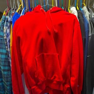 Mens Champion Red Hoodie Size L